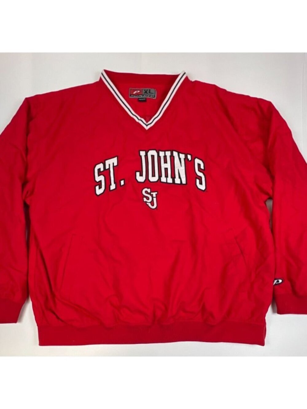 Pro Player St. John's Red Storm Men XL V-Neck Wind Shirt Pullover Jacket Red